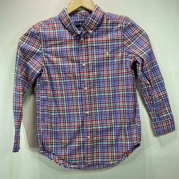 Polo Ralph Lauren Multi-Color Plaid Checked Button Long Sleeve Shirt Boys Size 7 - Picture 1 of 9